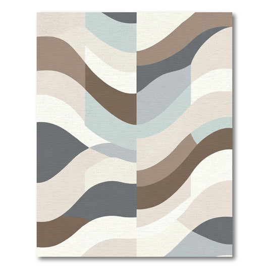 Earthy Mid-Century Modern Wavy Stripe Rug