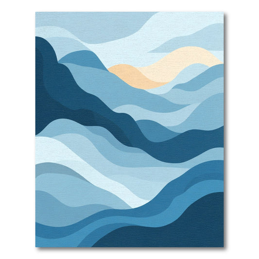Coastal Blue Gradient Wave Abstract Rug