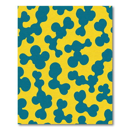 Teal Blob Yellow Organic Seamless Rug