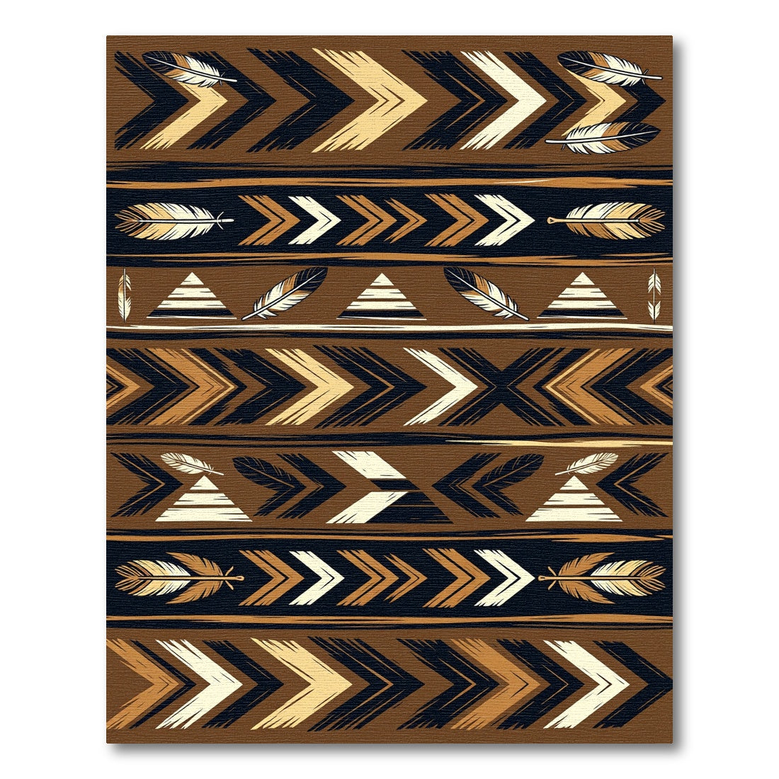 Earthy Feather Chevron Stripes Rug
