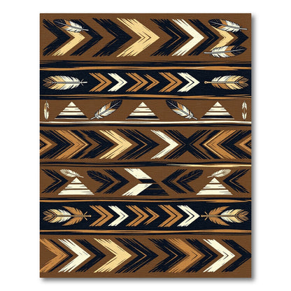 Earthy Feather Chevron Stripes Rug