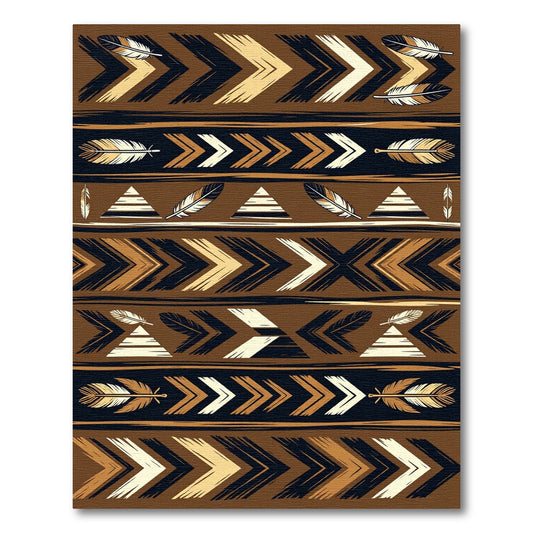Earthy Feather Chevron Stripes Rug