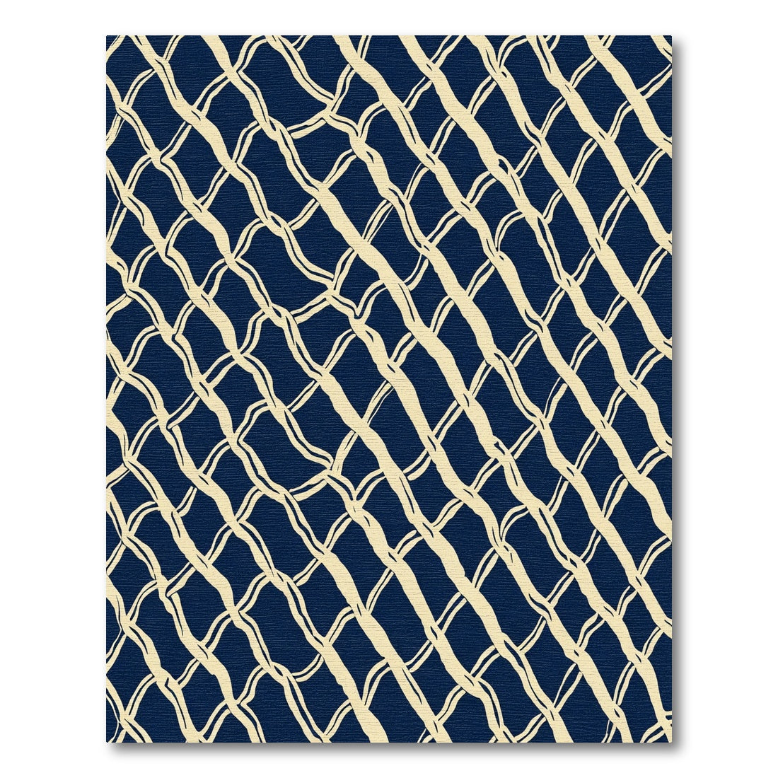 Navy Cream Interlocking Woven Rug