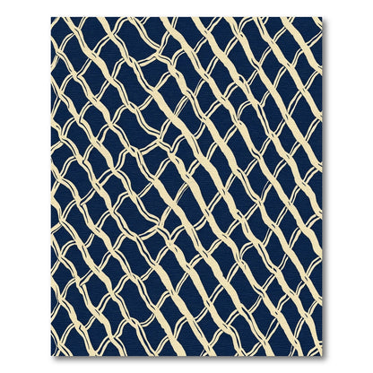 Navy Cream Interlocking Woven Rug