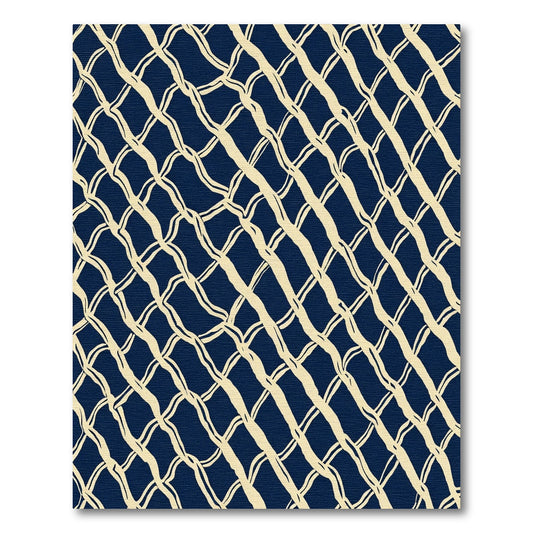 Navy Cream Interlocking Woven Rug