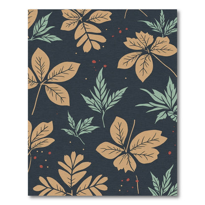 Autumnal Leaf Ochre Mint Slate Rug