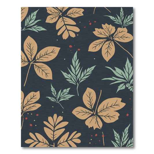 Autumnal Leaf Ochre Mint Slate Rug