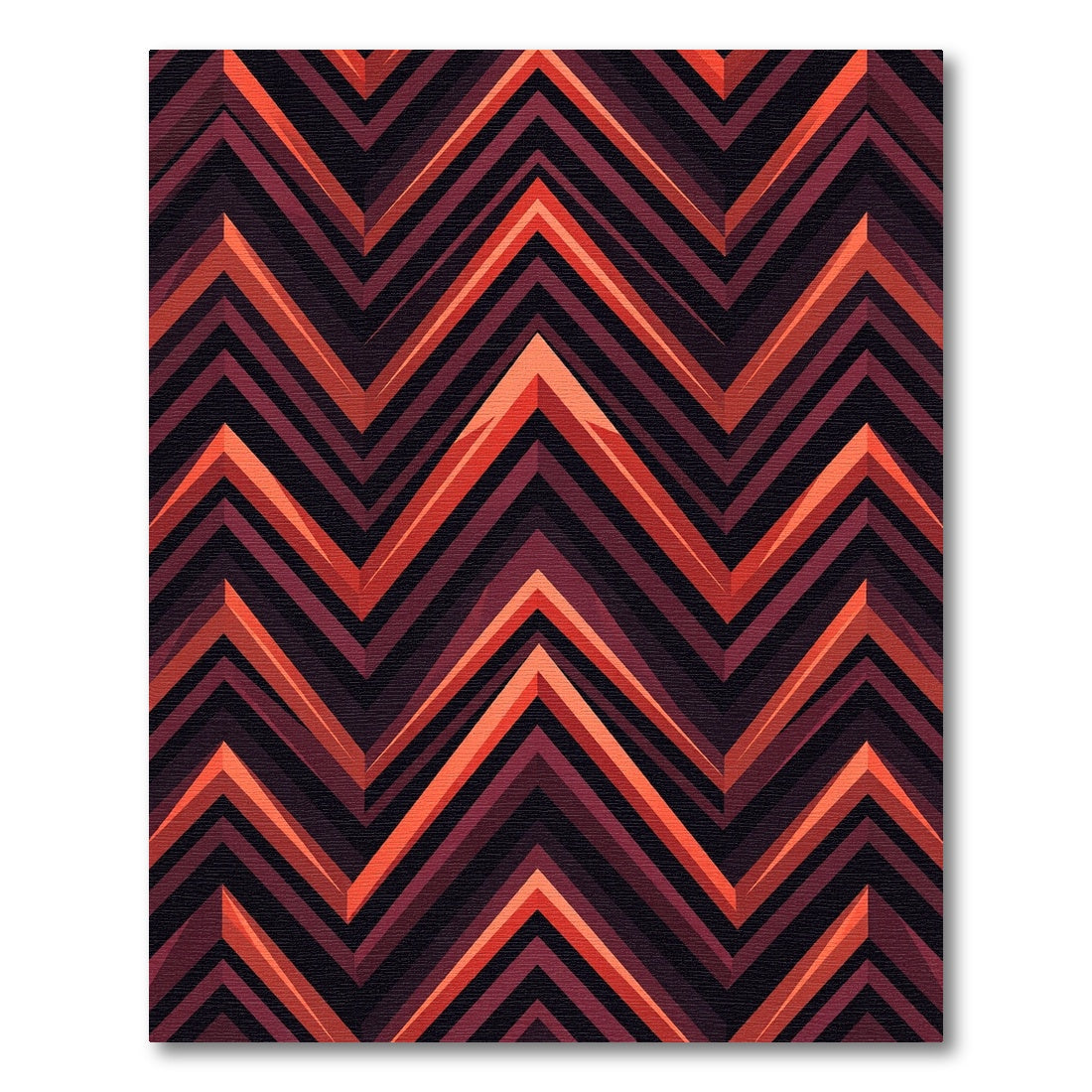 Red Orange Chevron Zigzag Stripe Rug