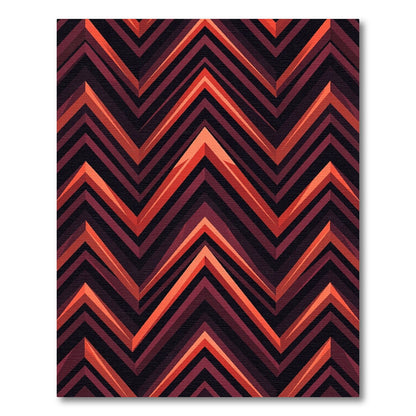 Red Orange Chevron Zigzag Stripe Rug