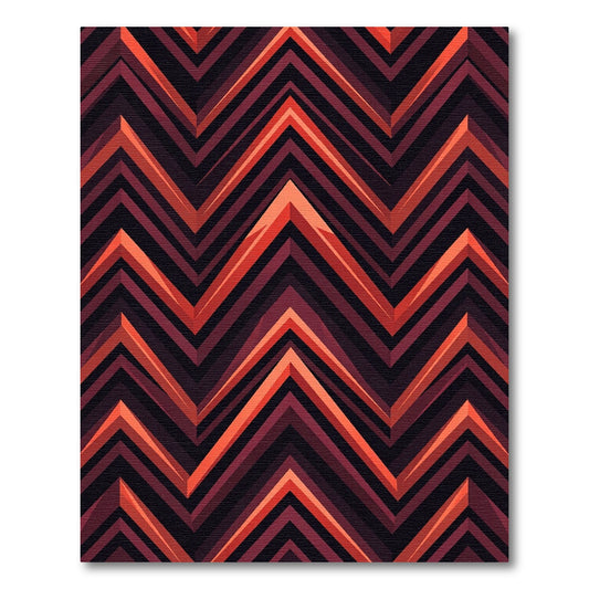 Red Orange Chevron Zigzag Stripe Rug