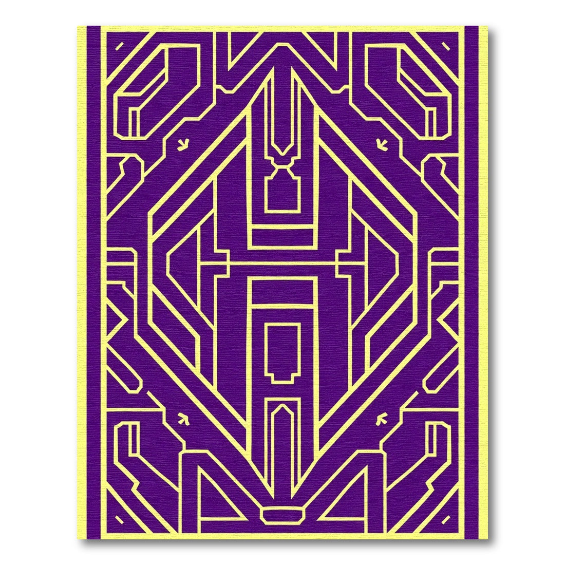 Purple Yellow Geometric Art Deco Rug