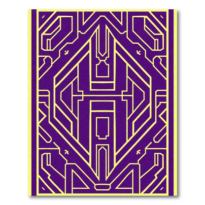 Purple Yellow Geometric Art Deco Rug