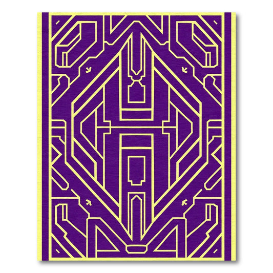 Purple Yellow Geometric Art Deco Rug