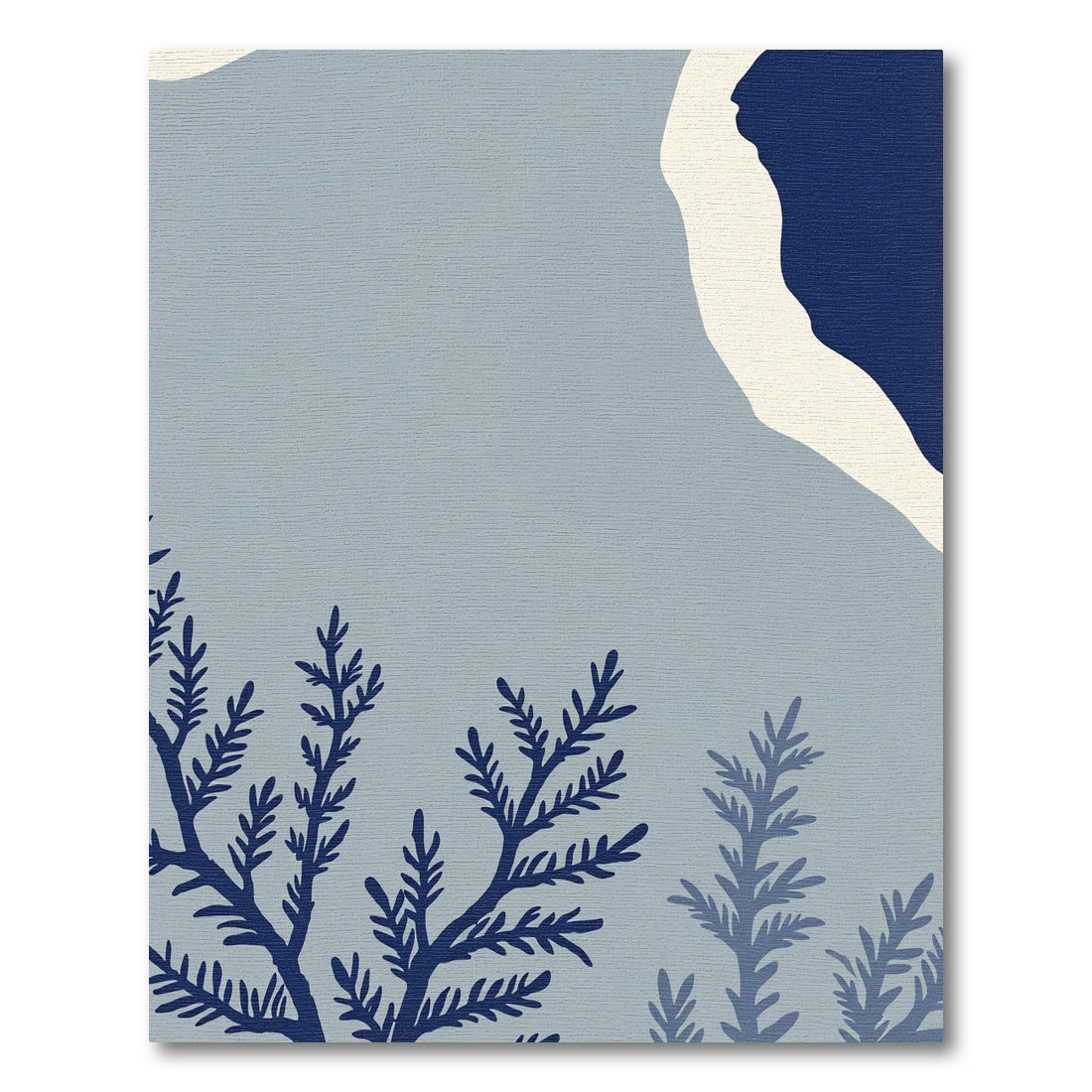 Navy Woodland Fern Abstract Rug