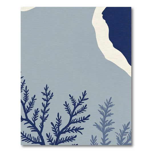 Navy Woodland Fern Abstract Rug