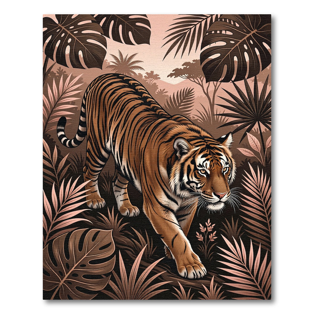Majestic Tiger Tropical Jungle Scene Rug