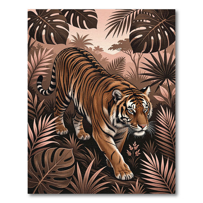 Majestic Tiger Tropical Jungle Scene Rug