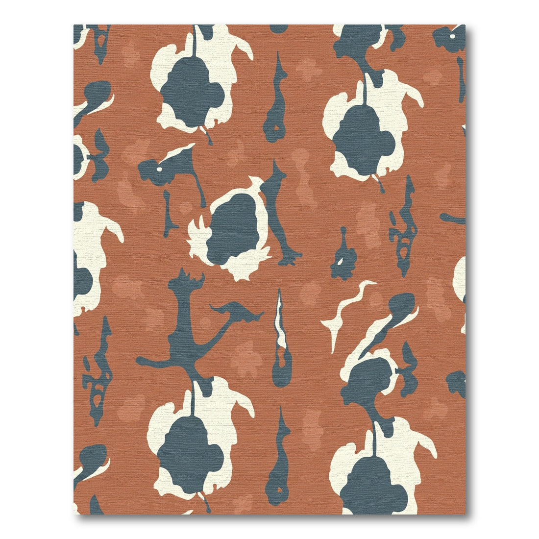 Abstract Camouflage Terracotta Blue CreamRug Rug