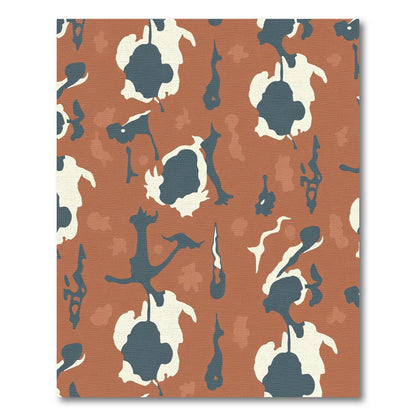 Abstract Camouflage Terracotta Blue CreamRug Rug