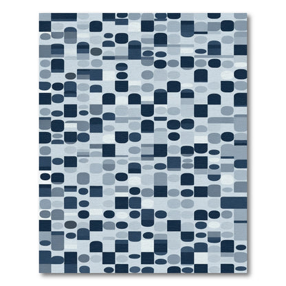 Moody Blue Geometric Tessellation Rug