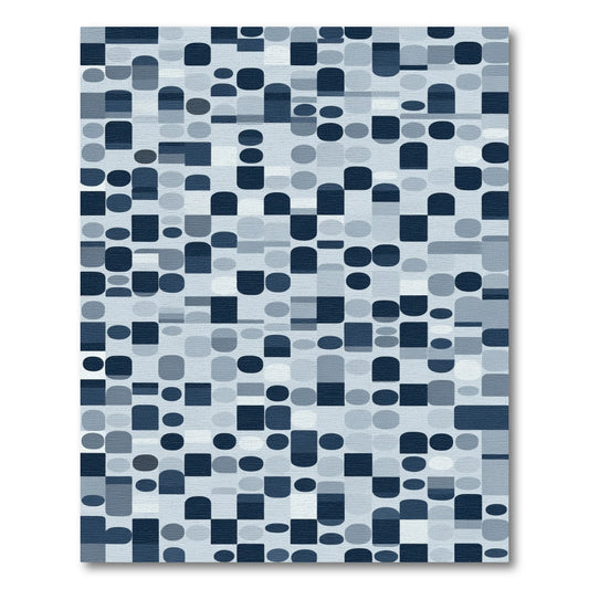 Moody Blue Geometric Tessellation Rug