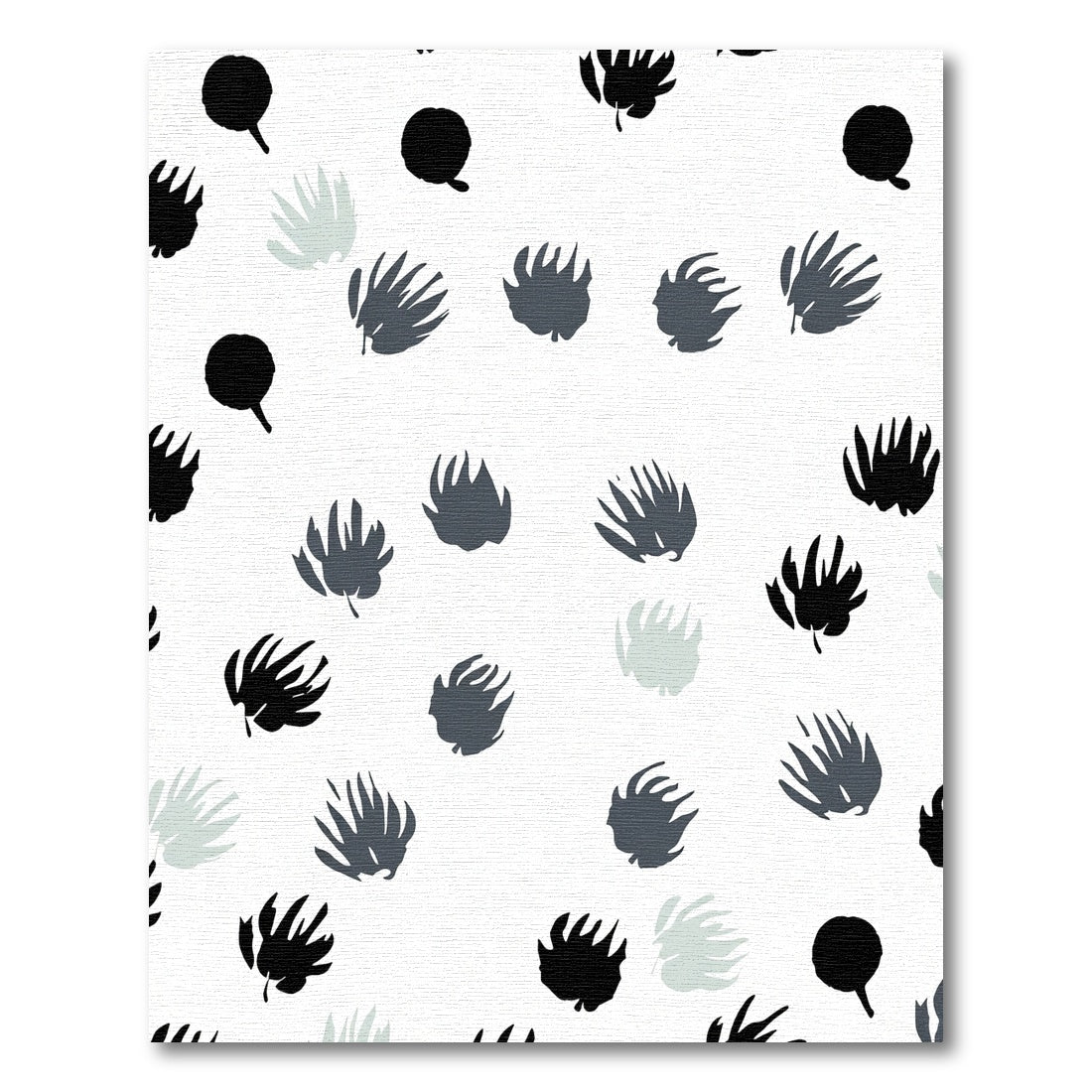 Textured Black Gray White Floral Scatter Rug