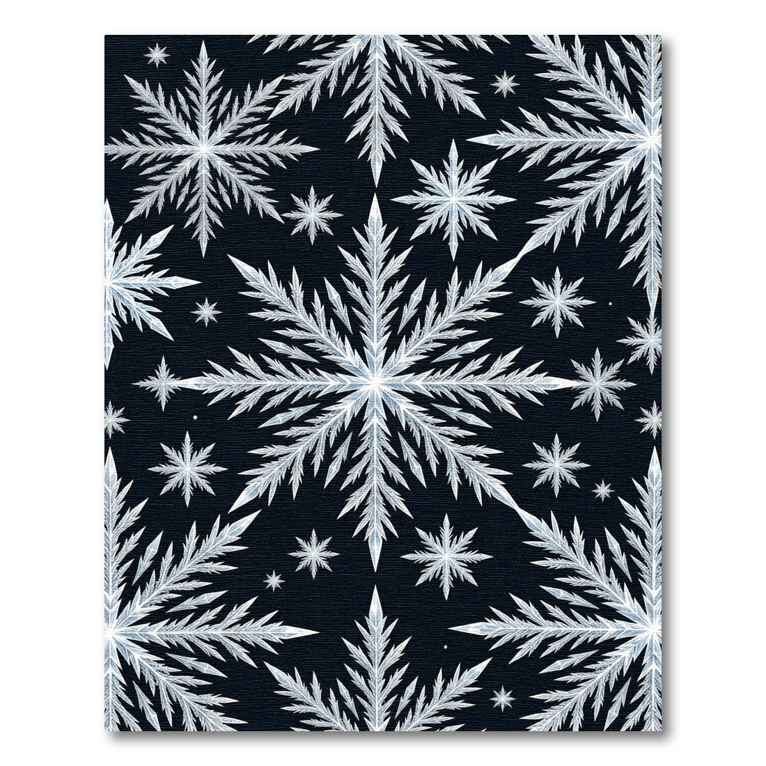White Snowflake Ice Crystal Pattern Rug