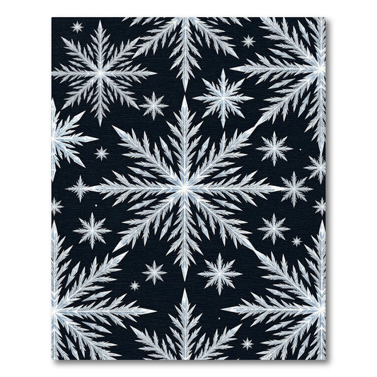 White Snowflake Ice Crystal Pattern Rug