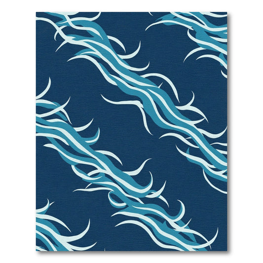 Deep Blue Wavy Swirls Rug