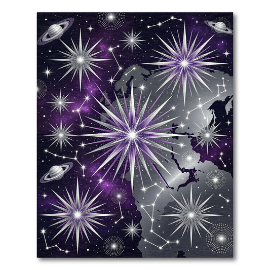 Cosmic Celestial Starry Galaxy Map Rug