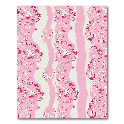 Abstract Pink Floral Wave Rug