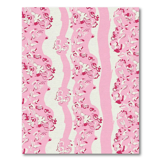 Abstract Pink Floral Wave Rug