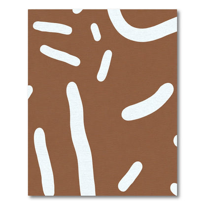 Brown White Abstract Blob Rug