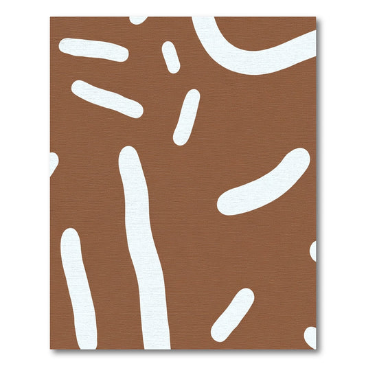 Brown White Abstract Blob Rug