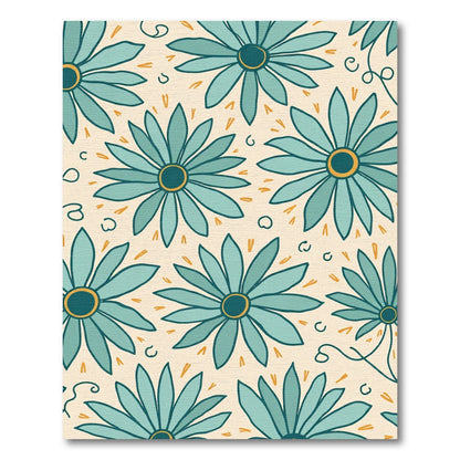 Teal Daisy Mid Century Floral Rug