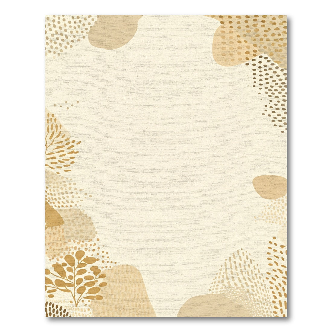 Golden Abstract Botanical Terracotta Shapes Rug
