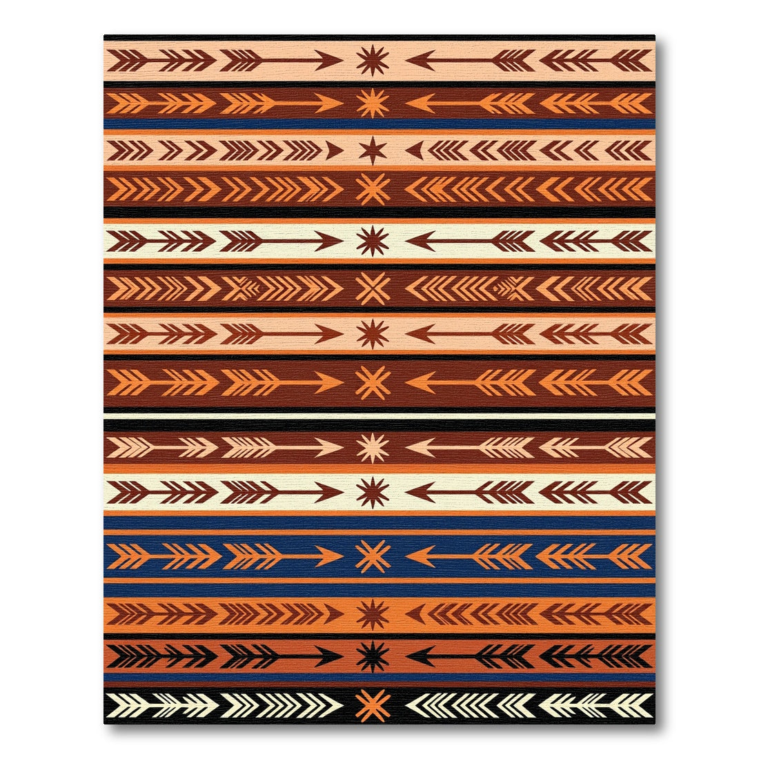Earthy Geometric Arrow Striped Boho Rug