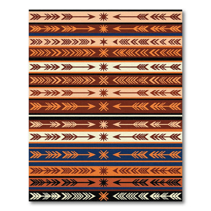 Earthy Geometric Arrow Striped Boho Rug