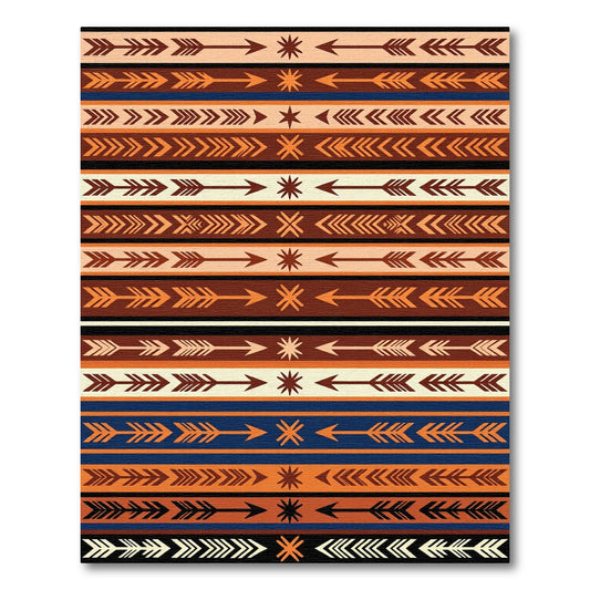 Earthy Geometric Arrow Striped Boho Rug