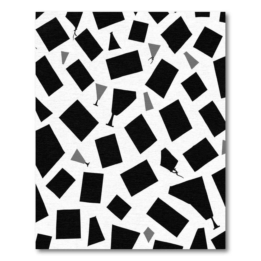 Black White Geometric Cocktail Glasses Rug