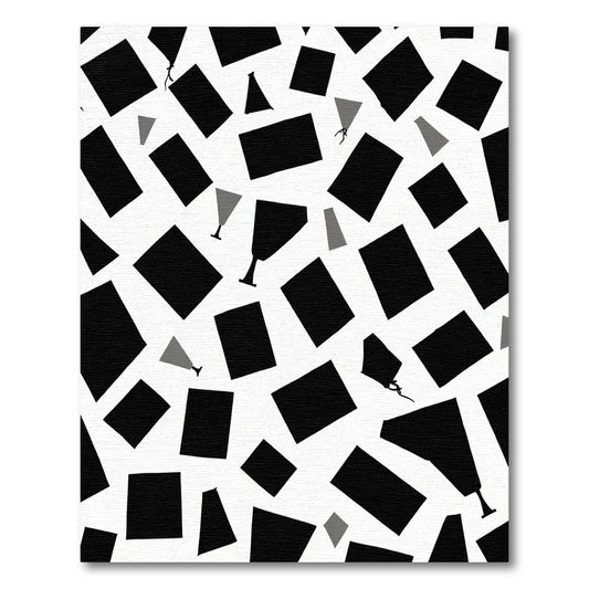 Black White Geometric Cocktail Glasses Rug