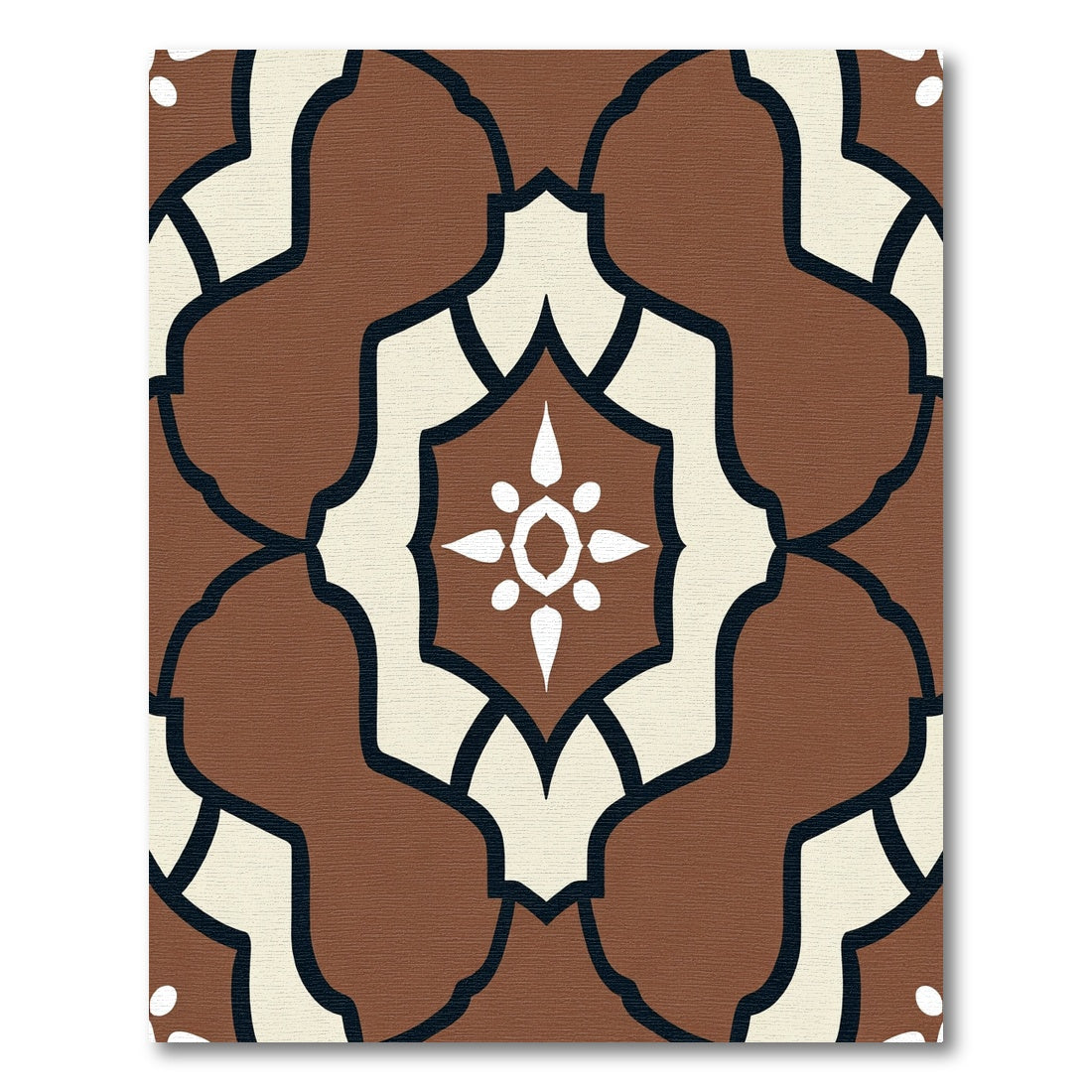 Brown Cream Abstract Medallion Rug
