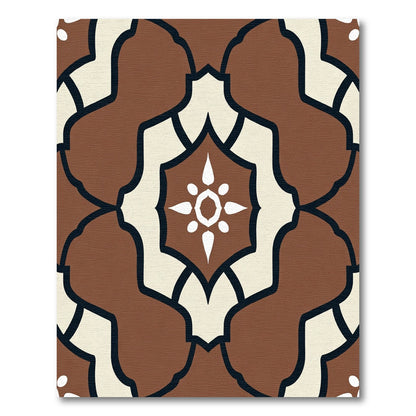 Brown Cream Abstract Medallion Rug