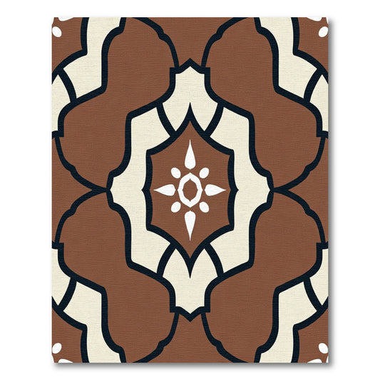 Brown Cream Abstract Medallion Rug