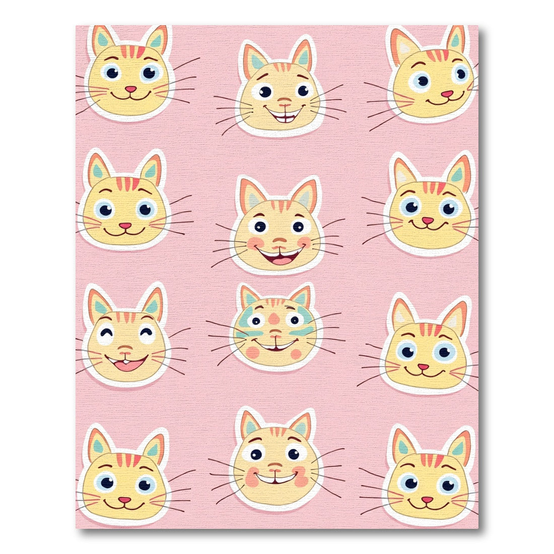 Playful Yellow Cat Faces Collage Rug