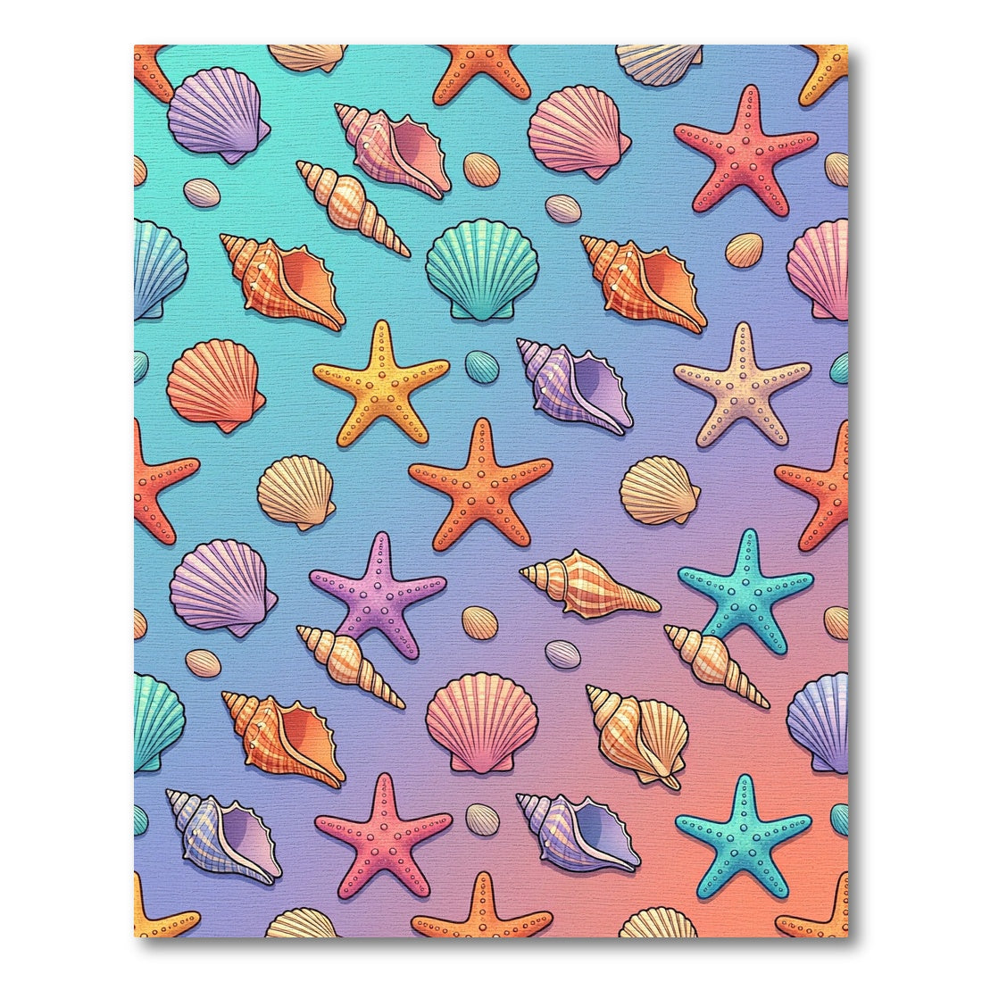 Vibrant Coastal Seashell Gradient Sea Life Rug