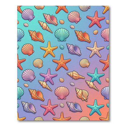 Vibrant Coastal Seashell Gradient Sea Life Rug