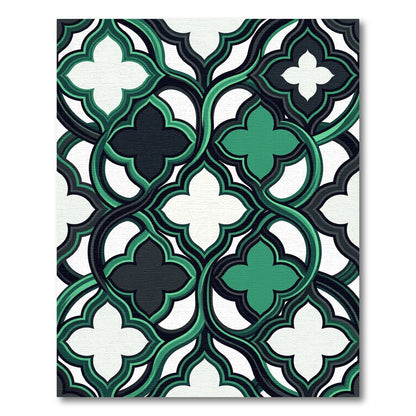 Emerald Four-Point Clover Interlocking Flow Rug