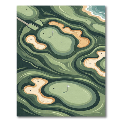 Abstract Sage Golf Course Terrain Map Rug