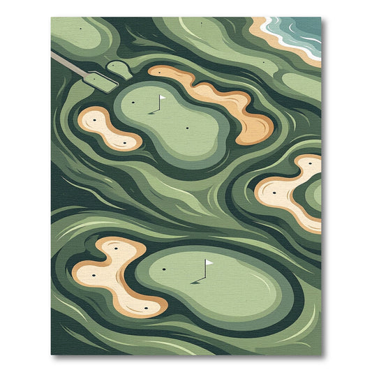Abstract Sage Golf Course Terrain Map Rug